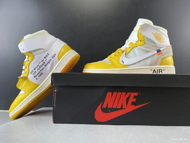 Air White AQ0818-149 Powder Off-White x 1 Yellow-Cone Dark NRG Jordan 0820